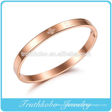 classic love style stainless steel Rose gold bangles with crystal